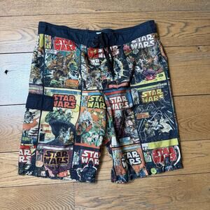 Star Wars Mens Swim Trunks SZ XL Bathing Suit Comic Bathing Suit Quick Dry Mesh